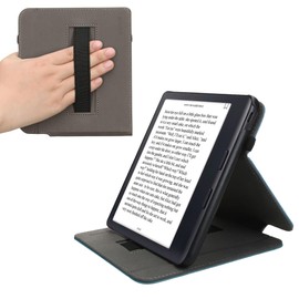 kwmobile Cover Compatible with Kobo Libra Colour - Case with Strap + Stand - Petrol