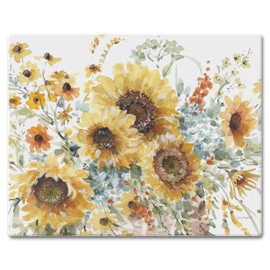 CounterArt Sunflowers Forever 3mm Heat Tolerant Tempered Glass Cutting Board 15” x 12” Manufactured in the USA Dishwasher Safe