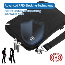 Passport Holder for Travel Family, RFID-Blocking Travel Wallet Holder for 6 Passports, Water Resistant Bag Document Organizer for Cards, Cash, Boarding Passes, Tickets