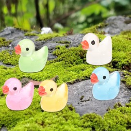 OUNONA 50pcs Mini Duck Small Figurine Flowerpot Animal Shelf Statues Mini Resin Figure Miniature Duck Toys Miniature Garden Decor Playset Kids Toy Doll House