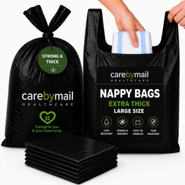 100 x Adult Incontinence Disposal Bags with Tie Handles - Black Opaque Leak Resistant Hygiene Bags for Adult Nappies, Pull Up Pants, Incontinence Pads, Maternity Pads, Care Homes (1 Pack of 100)