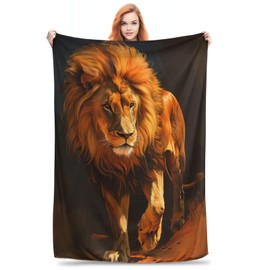 Bidesk Lion Blanket Soft Cozy Flannel Throw, Warm Lightweight Fuzzy Blanket for Couch, Bedding, Ideal for Travel, Outdoor Lounging 80"x60"