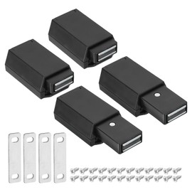 sourcing map 4 Pcs Magnetic Push Latches for Cabinet Door, 2.44x1.54 Inch Push to Open Door Latch Cabinet Hardware, Hidden Door Release Drawer Pull on Closet Touch, Plastic Black 62x39mm
