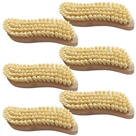 Pack of 2 Scrubbing Brush, Cleaning Brush, Hand Scrubber, Scrubbing Brushes, Ergonomic Wooden Handle in S-Shape, Cleaning Brush for Kitchen, Garden, Household - Made in Germany (6, Fibre)