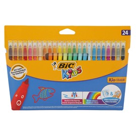 BIC Kids Kid Couleur Felt Tip Colouring Pens - Assorted Colours, Cardboard Wallet of 24