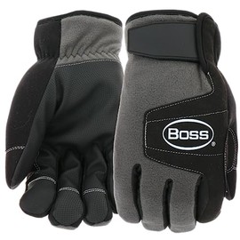 Boss Arctik Utility Gloves, PVC Grip, 60g Therm Lining, Fleece, Touchscreen, Gray/Black, X-Large (B96111-XL)