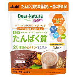 Dear-Natura Active Soy Protein, Cocoa Flavor 360g Powder, Produced in Japan by Asahi