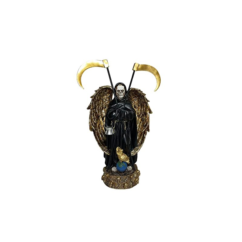 Wings Grim Reaper Black Santa Muerte con Alas Statue 13