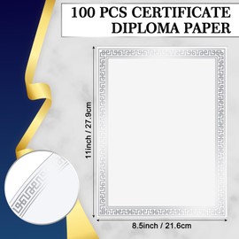 Affrolling 100 Pcs Certificate Diploma Paper 8.5 x 11 Inch Blank Cardstock for Graduation Certificate Paper for Printing Award Certificates Professional Certificate Paper(Hot Stamping Silver White)