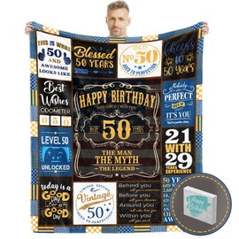 50th Birthday Gifts for Men, 50 Birthday Gifts for Men with Gift Box, 50th Birthday Gifts Blanket, 50th Birthday Gifts for Men Funny, 50 Year Old Birthday Gift for Men