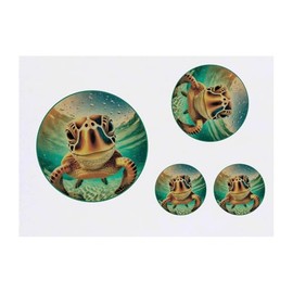 Azeeda 4 x 'Lächelnde Meeresschildkröte' Temporäre Tattoos - Wasserfest, Hautfreundlich & Ungiftig · Transfers in Verschiedenen Größen (TO00081852)