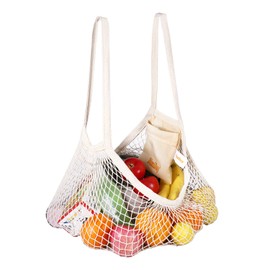 DimiDay Cotton Net Shopping Tote Ecology Market String Bag Organizer-for Grocery Shopping & Beach, Storage, Fruit, Vegetable