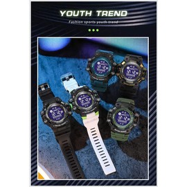 Mens Sports Digital Watches Multifunctional Military 50M Waterproof LED Alarm Backlight Stopwatch Cool Watch (blue)