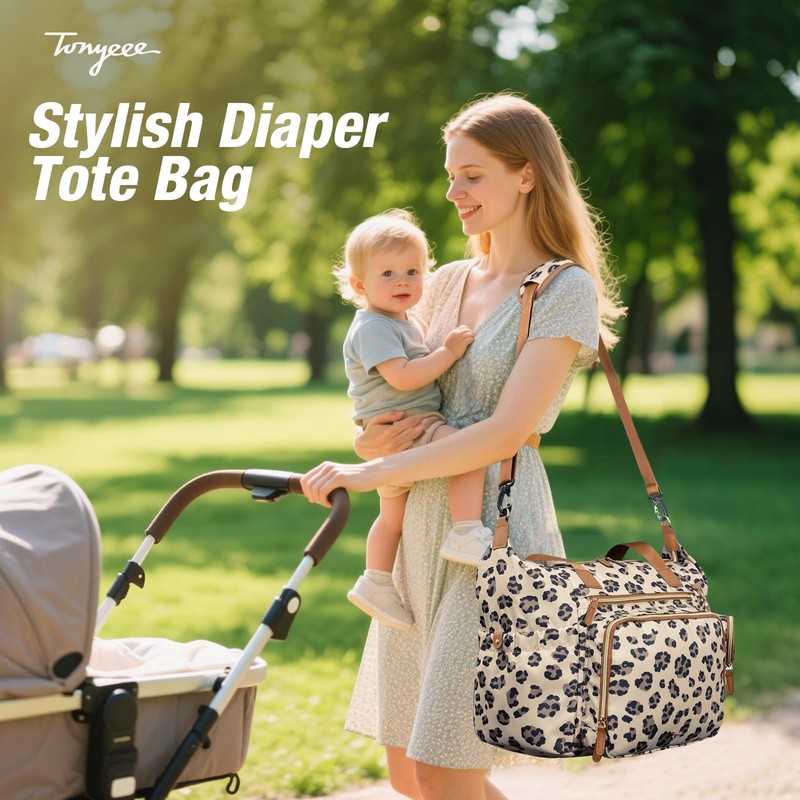 Tonyeee Diaper Bag Tote, Large Baby Diaper Bags for Travel,