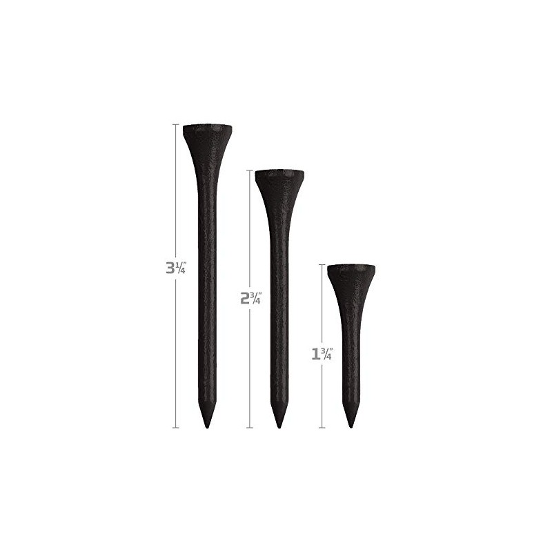 IZZO Golf Wood Golf Tees, 1.75 Inch, Black, 200 Pack