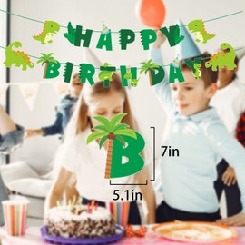 GLASNES Dinosaur Birthday Banner, Dinosaur Theme Birthday Party Decorations for Kids' Birthday Party, Baby shower