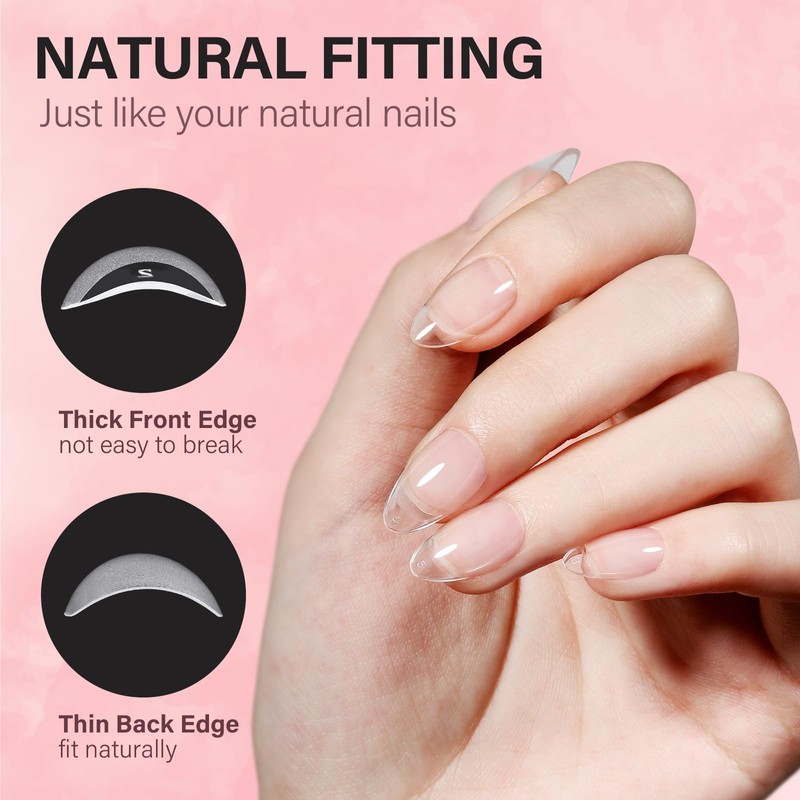 AILLSA Gel Nail Kit Short Almond Nail Tips 240pcs with