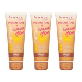 3 x 125ml Rimmel Sun Shimmer Instant Tan + Gradual Glow (Medium Matte)