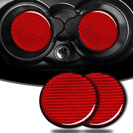Car Cup Holder Coaster, 2 PCS Carbon Fiber Non-Slip Embedded Coasters, Universal 2.75 Inch Cup Holder Insert Coaster Pad, Non-Slip Bottle Pad Embedded in Cup Mat (Red)