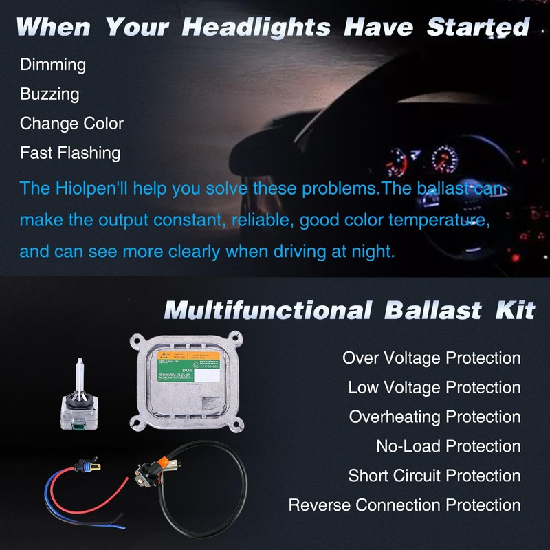 Hiolpen HID Headlight Ballast W/Igniter & D3S Bulb for Ford