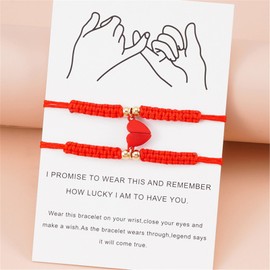 Caiyao 2Pcs Braide Red String of Fate Bracelet Set for Women Men Couple Matching Bracelet Relationship Good Luck Protection Jewelry Gift-B r-2