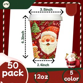 Christmas Disposable Coffee Cups with Lids, 12oz, Snowman and Pumpkin Designs Christmas Paper Cups for Hot Beverage Chocolate Tea Cocoa, Xmas Party Cups for Adult, Party, Holiday(Christmas)