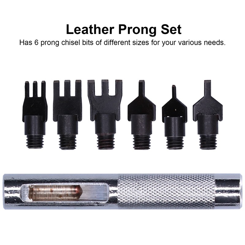 Leather Prong Set Metal Interchangeable Flat Chisel Bit Hole Punch