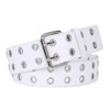WERFORU Double Grommet Belt PU Leather Belt White Goth Belt