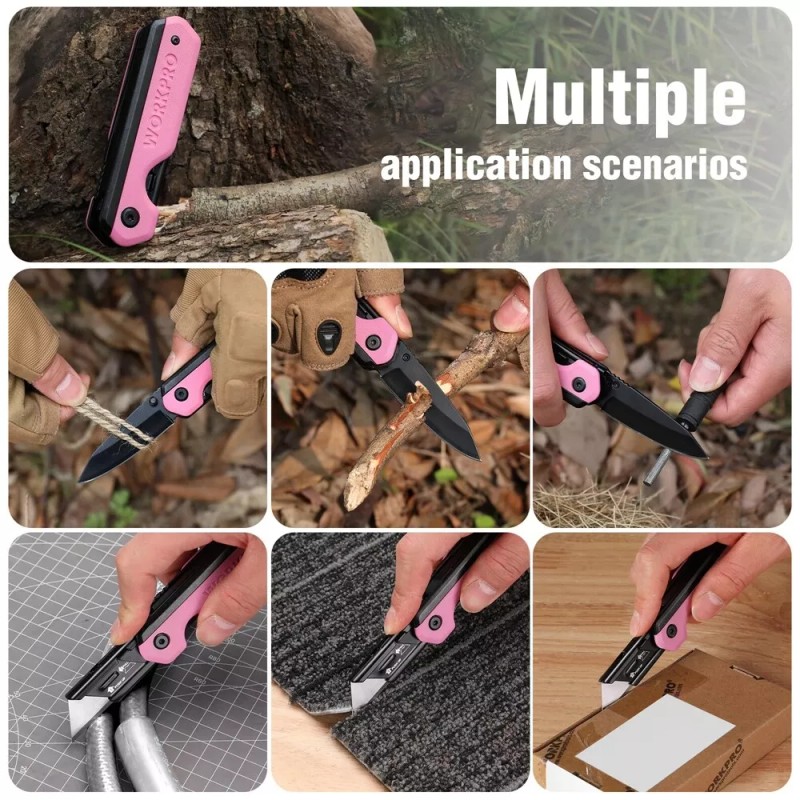 WORKPRO 2-in-1 Folding Knife/Utility Knife uick-Change Box Cutter 10 SK5