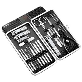 Baluue 21pcs Stainless Steel Nail Clipper Professional Nail Care Ergonomic Design for Easy Trimming Includes Files for Home Use and Travel Black