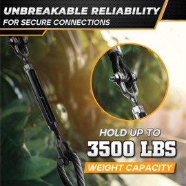 [Premium] 5/8”x15” Heavy Duty Jaw and Jaw Turnbuckle, 3500 lbs Working Load Limit, Weather Resistant, Durable Black Turnbuckle for Wire Rope Tension, Shade Sail Hardware, Sun Shade Tent