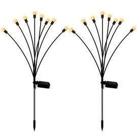 2 Pack Solar Powered LED Lights Firefly Lights Waterproof Outdoor Solar Yard Lights Stake Lamp for Patio Pathway Lawn Yard