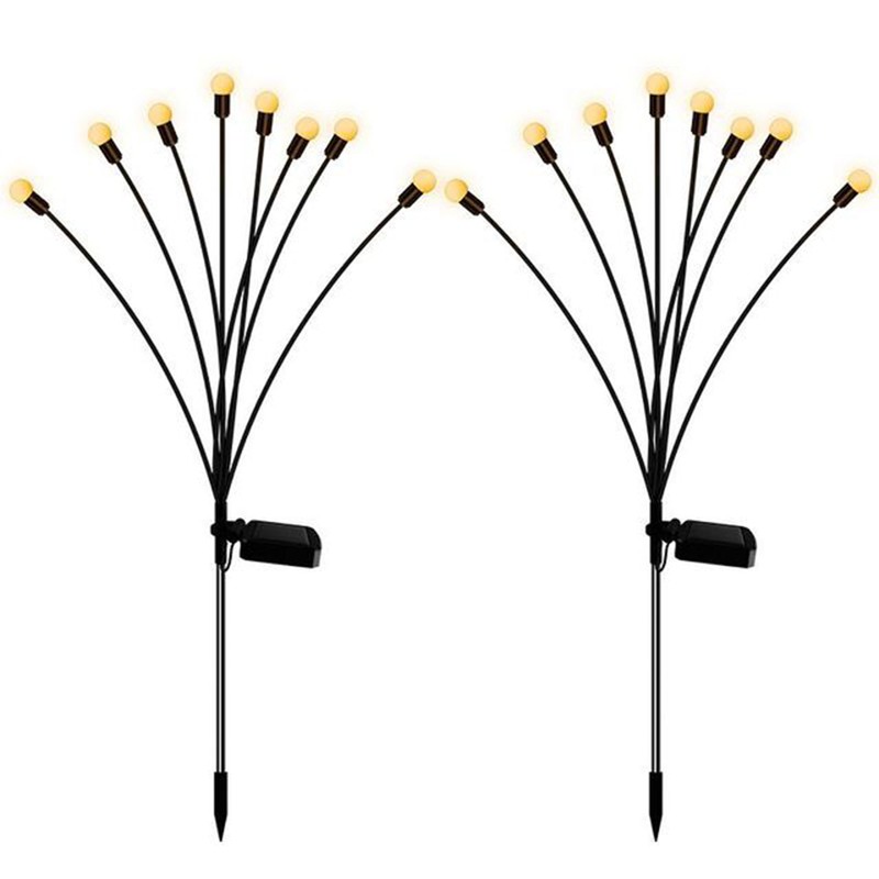 2 Pack Solar Powered LED Lights Firefly Lights Waterproof Outdoor