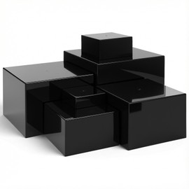 6 Pack Black Acrylic Risers for Display, 3 to 8 Inch Acrylic Cube Boxes