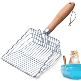 Cat Litter Scoop, Premium Kitty Shovel with Hook and Hole, Metal Sifter Scooper Stainless Steel for Easy Cleaning, Durable and Heavy Duty, Odor-Free for Litter Box