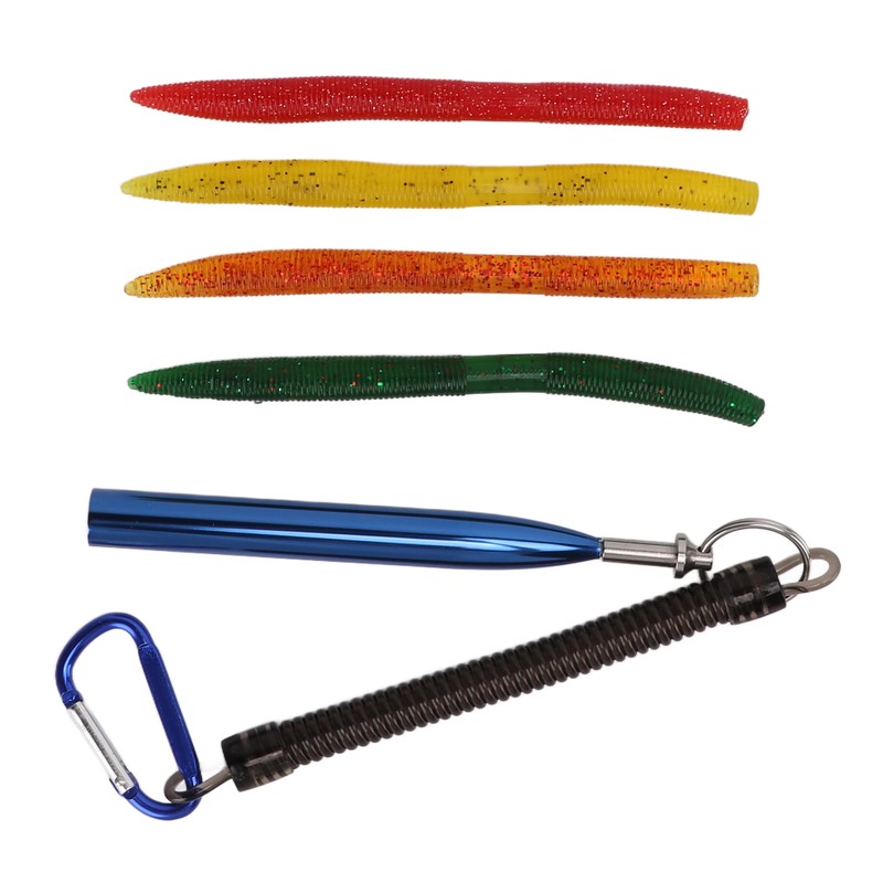 65pcs/box Soft Worm Bait Fishing Lures Kit with Rubber O