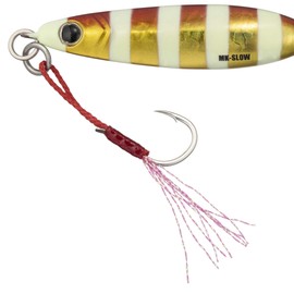 Major Craft Maki Jig Slow, Spinning Metal Jig, 1.4 oz (40 g), Zebra Red/Gold #77 Lure
