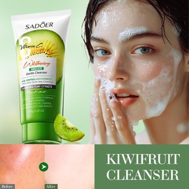 Vitamin C Kiwifruit Facial Cleanser, Whitening Gentle Face Wash with Natural Plant Extracts, 150g