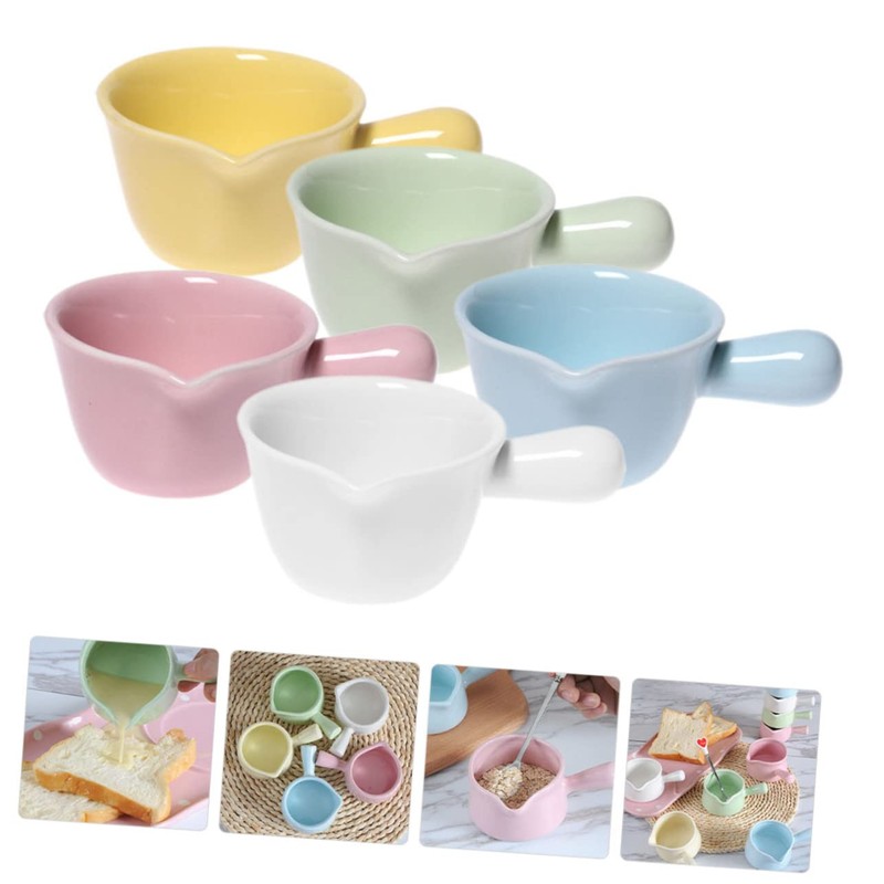 Gatuida 5pcs Ceramic Milk Pitcher Coffee and Sauce Cups with