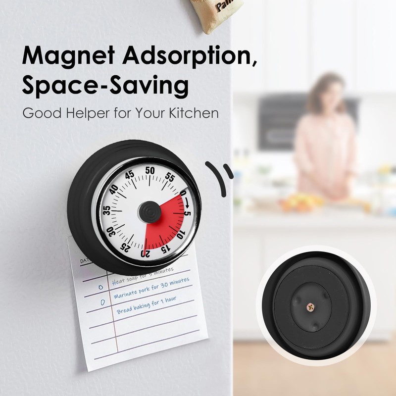 Visual Timer, Teeloray 60-Minute Countdown Timer, Kitchen Timer with Magnetic