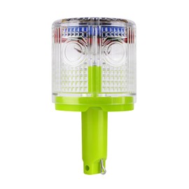 Aolyty Solar Strobe Warning Light 360 Degree Single Column Super Bright Waterproof IP54 for Construction Traffic Dock Marine Light Control Flashing (White)