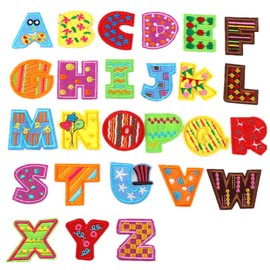 Iron on Patches Letters 26pcs A-Z Alphabet Patches Animal Shaped DIY Motif Iron On Or Sew On Patches Appliques for Jeans Jackets Backpacks(Style 8)