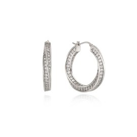 Twisted Cubic Point Ring Earrings OTE122103QWW White / 트위스트 큐빅 포인트링 귀걸이 OTE122103QWW 화이트