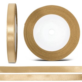 Dyanatic Satin Gold Ribbon | 25 Yards Ribbons for Crafting | Christmas Ribbon for Gift Wrapping | Silk Ribbon, Ribbons for Gift Wrapping | Hair Ribbon for Hair, DIY Ribbon for Sewing (10mm x 22m)