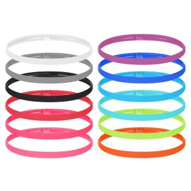 Heclia Headbands Sport Sweatbands for Running Soccer Basketball Cycling Workouts Fitness Training Hiking Dance Yoga Gym Tennis Breathable Wicking 12 Pcs Non Slip Elastic Head Wraps Sweat Absorption