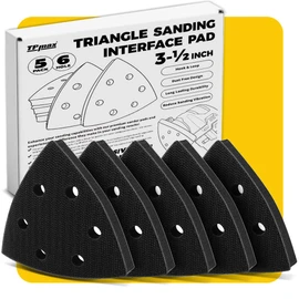 5 Pack 90 mm Triangle Sanding Interface Pads, Hook and Loop - Triangular Soft Density Sponge Cushion Buffer Backing Pads with 6-Hole Foam Interface Pads for Balanced Sanding