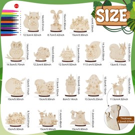 GUDELAK 16 PCS Woodland Animals Craft Kits for Kids, DIY Unfinished Wooden Art and Crafts for Kids Ages 4-8 8-12 with Color Pen, Wood Toddler Crafts DIY Kits for Centerpiece Table Decorations