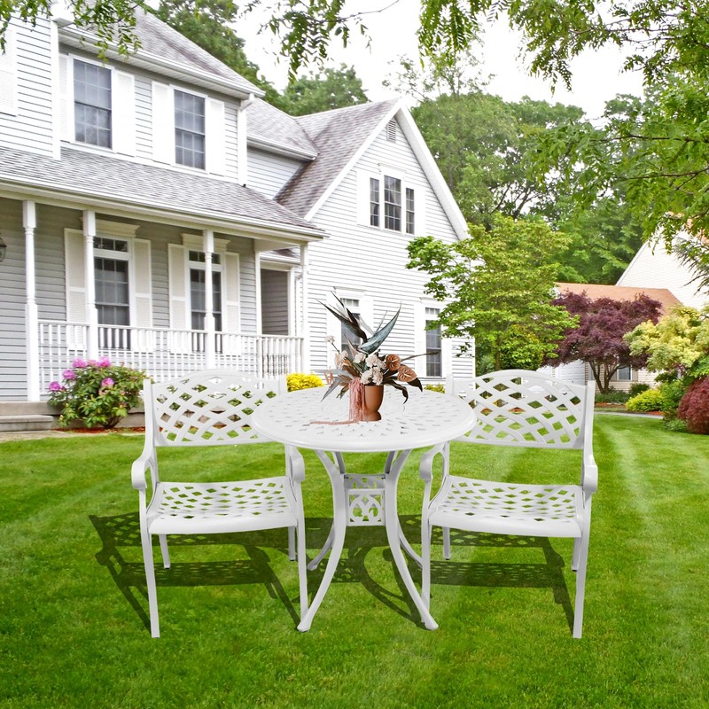 PATIO-IN 30.7" Cast Aluminum Round Patio Table, Patio Dining Table