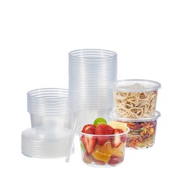 Jaluxing [50 Set - 16 oz. Plastic Deli Disposable Food Storage Containers With Airtight Lids (Formerly FULING)