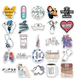 50 Pcs Nurse Stickers, Nursing Stickers Nurse's Day Decals Nurse Accessories Medical Decals for Work Nurse Week Gifts for Computer Water Bottles Cups Planner Scrapbook Car Luggage